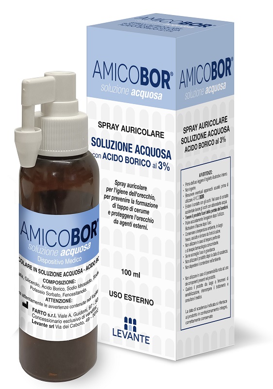 SOLUZIONE ACQUOSA PER IRRIGAZIONE DELL’ORECCHIO AMICOBOR 100ML