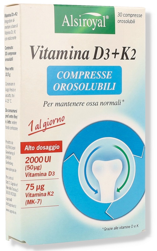 ALSIROYAL VITAMINA D3+K2 30 COMPRESSE OROSOLUBILI