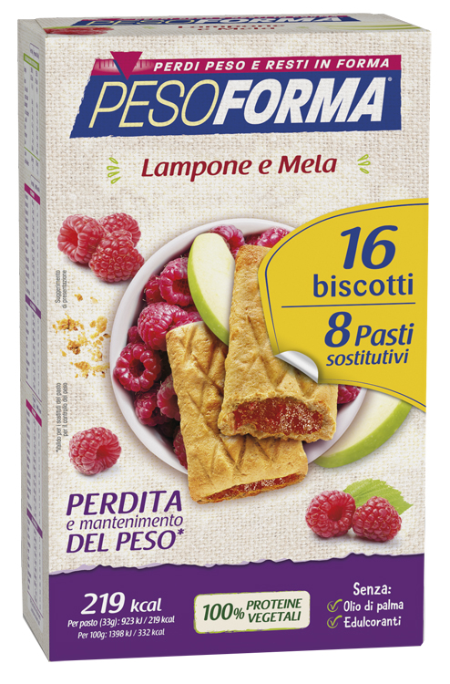 PESOFORMA BISCOTTI LAMPONE E MELA 16 BISCOTTI X 33G 8 PASTISOSTITUTIVI