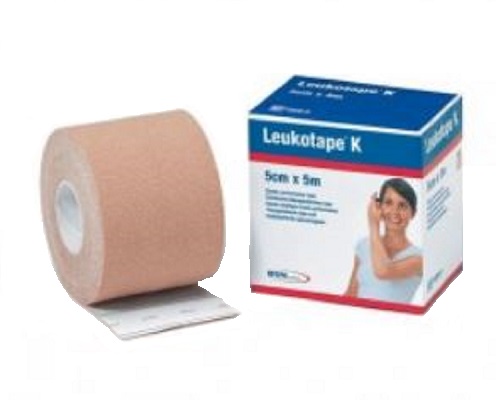 BENDA ADESIVA LEUKOTAPE K PER TAPING FISIOTERAPICO LARGHEZZA5 CM LUNGHEZZA 5 M COLOR CARNE IN ROTOLO