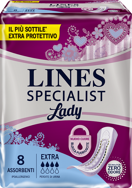 ASSORBENTI LINES SPECIALIST LADY EXTRA IPOALLERGENICI 8 PEZZI